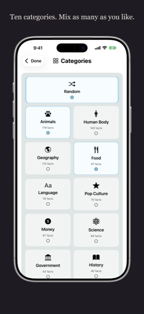 Choosing fact categories